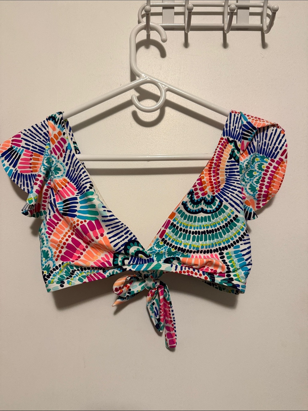 La Blanca Multicolor Tie-Front Bikini Top - Blue, Pink, Orange, Green